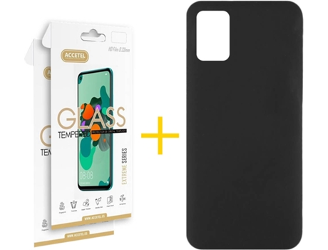 Kit Funda + 2 Protectores de Pantalla Samsung Galaxy A51 ACCETEL Silicona Líquida (Negro)