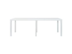 Mesa de jardín LOVELY HOME Comedor de Plástico Blanco con Aspecto de Mimbre (220 x 90 x 72 cm)