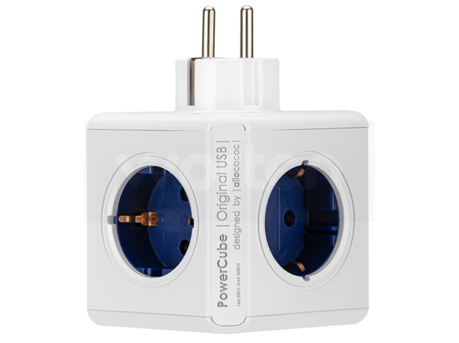PowerCube ALLOCACOC Original USB azul (Europa - 250V) — 4 Tomas | 2 Entradas USB
