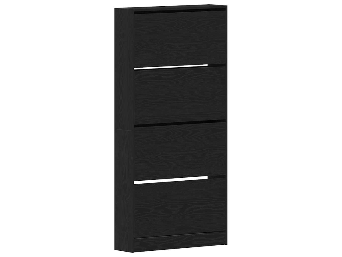 Zapatero de roble negro con puerta, 80x21x163,5 cm, MAISON EXCLUSIVE