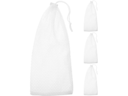 Red Comedero Para Pájaros De Poliéster Blanco De 4 Piezas Con Cordón Ajustable, Bolsa De Alimentación Para Pájaros