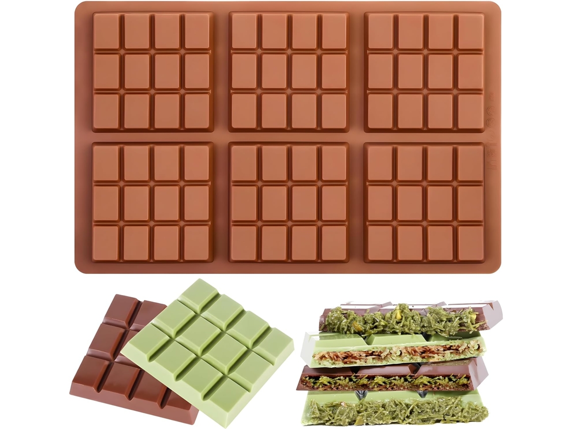 Moldura De Silicone De Chocolate (6 Peças), Usada Para Fazer Barras De Chocolate (marrom)