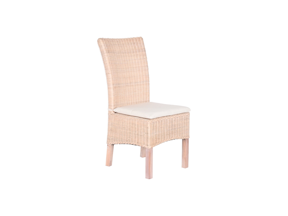 Silla Mimbre Mango Con Cojin Blanco 50x55x100cm