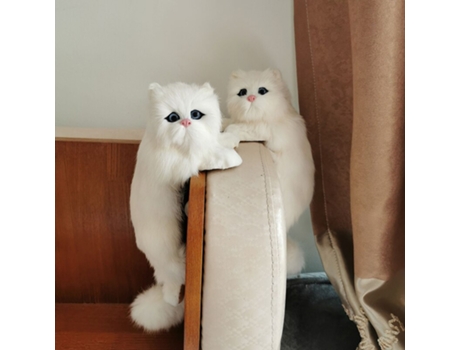 Simulación de Piel Realista Felpa Gato Muñeca Modelo Animal Blanco Dos