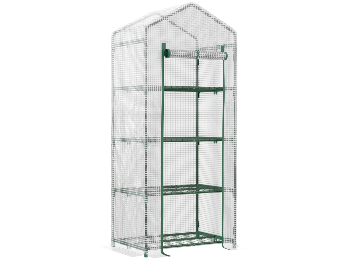 Invernadero De Aluminio Con 4 Estantes, 70x50x160cm, Para Tomates.