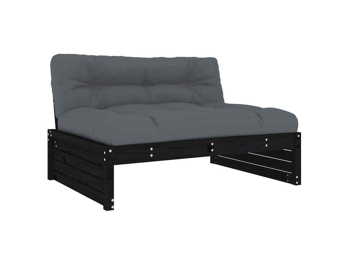 Maison Exclusive - Sofá Central Madera Maciza De Pino Negro 120x80 Cm
