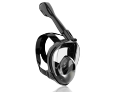 Máscara de snorkel de cara completa con soporte para cámara para niños de 13 a 18 años (talla S/M, color negro y dorado)