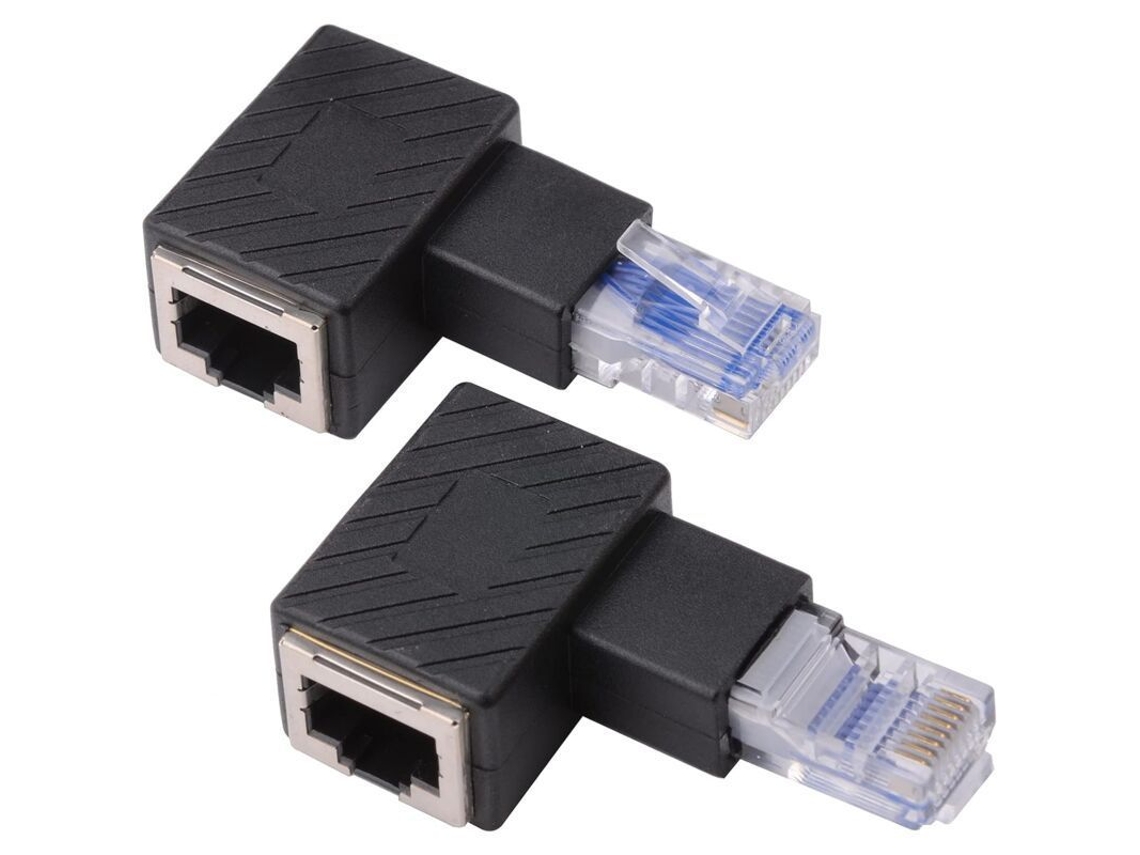 2 Adaptadores Ethernet, Ángulo De 90 Grados, Ángulo Derecho + Izquierdo, Conector Rj45 A Toma, Compatible Con Cat5 Y Cat6.