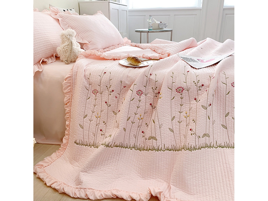 2026-edredón De Algodón Claro Para Verano Con Bordado Tencel, Color Rosa, 200x230, Moda Hogar Elegante