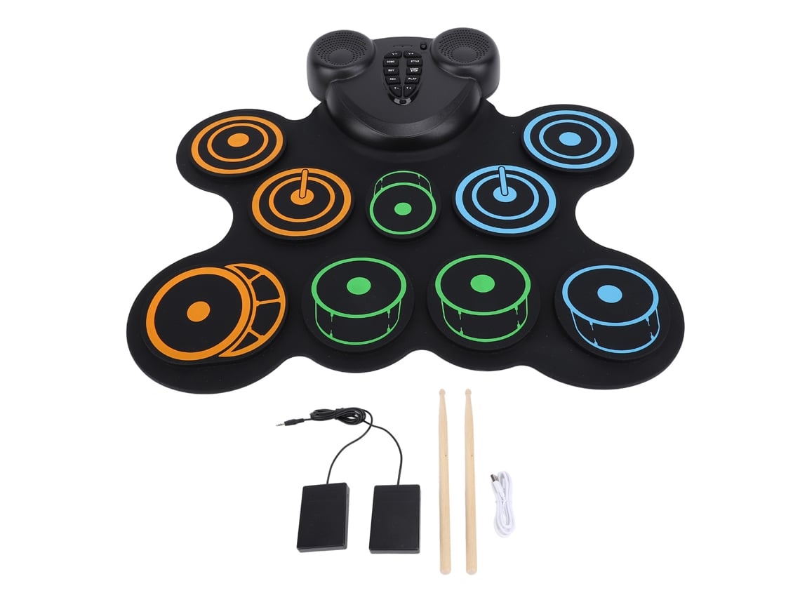Batería Electrónica Portátil Con Altavoces Duales, Recargable Por Usb, Enrollable, Ideal Para Regalar.