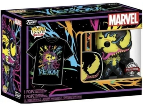 Figura FUNKO Pop & Tee Marvel #869 Venom Eddie Brock Blacklight - Modelo Exlusivo
