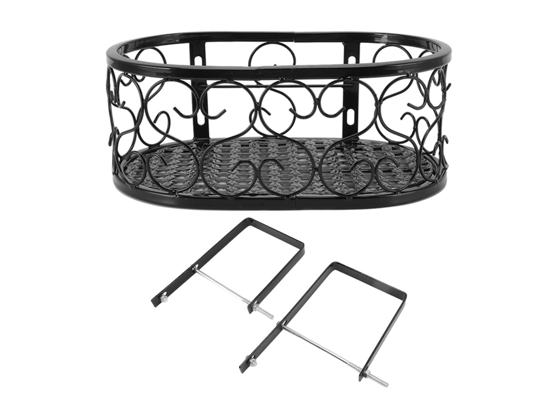 Soporte De Hierro Para Macetas, Ideal Para Balcón, Decoración De Jardín O Como Estante Colgante (30x20x12 Cm) Para Barandillas De 10,5 Cm.