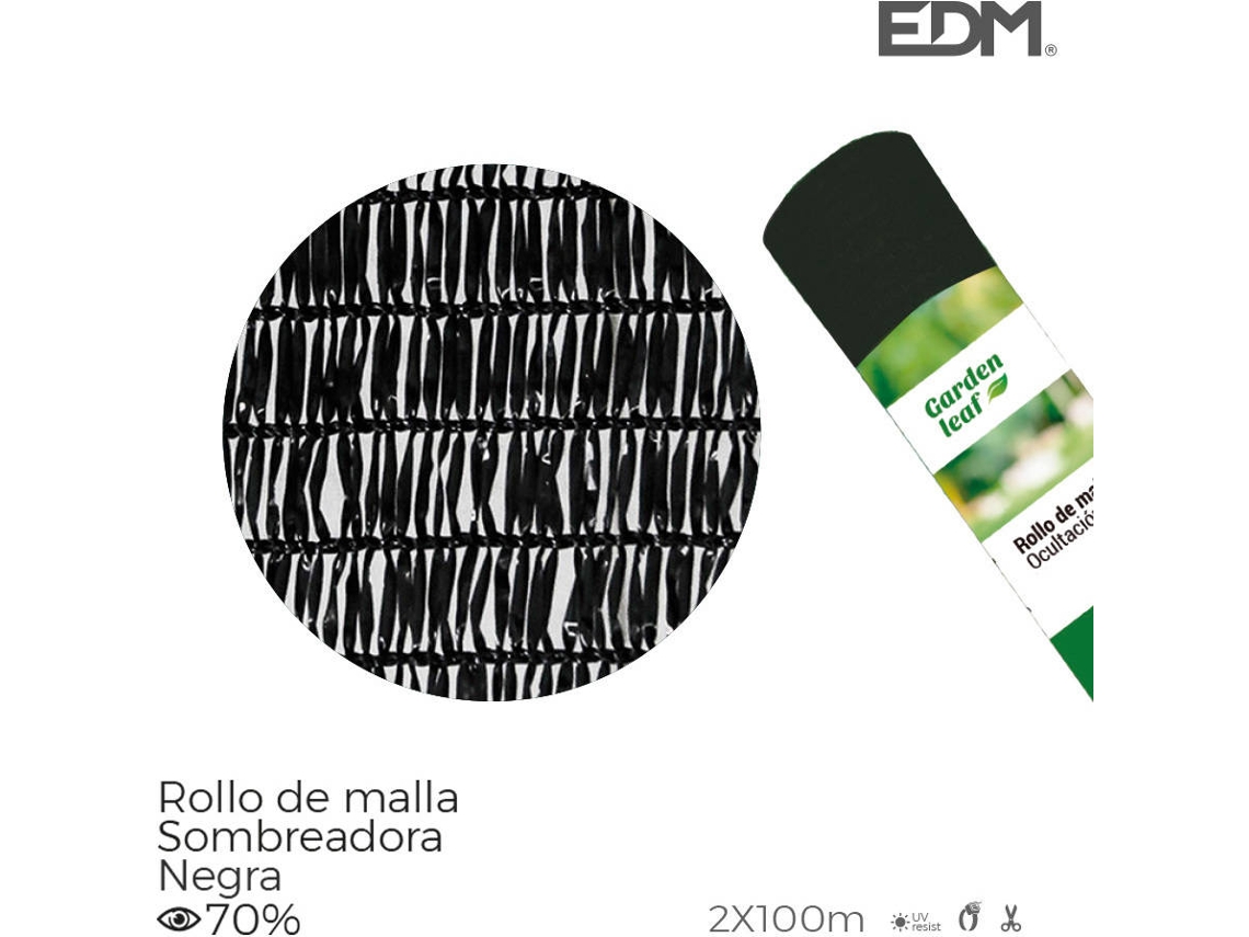 Rodillo de Malla de Escondición Negro 70% 2X100Mts para Muy Ligera Y Resistente A La Sombra
