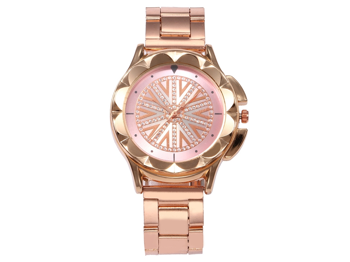 Reloj De Pulsera De Cuarzo Para Mujer Con Brazalete De Acero, Eslabones Degradados, Color Naranja.