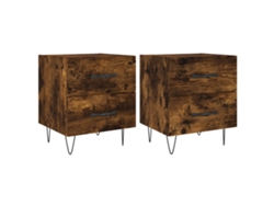 Maison Exclusive - Mesita Noche 2 Uds Madera Ingeniería Roble Ahumado 40x35x47,5cm