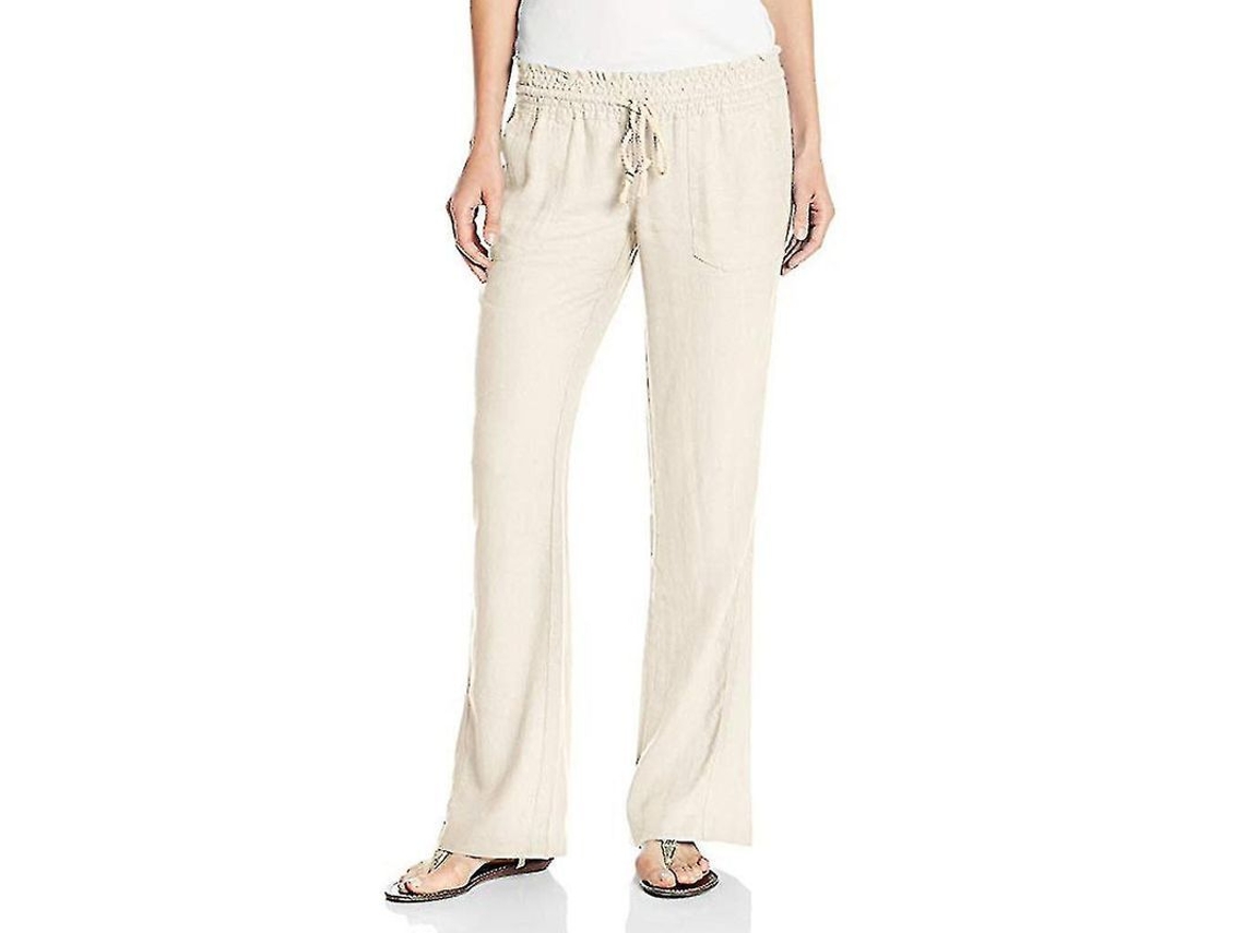 2026-pantalones De Algodón Y Lino Para Mujer Pantalones De Playa Con Cordón Ajustable Y Bolsillos Laterales