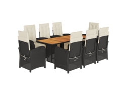 Maison Exclusive - Set De Comedor De Jardín 9 Pzas Y Cojines Ratán Sintético Negro