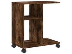 Maison Exclusive - Mesa Auxiliar Ruedas Madera Ingeniería Roble Ahumado 50x30x55cm
