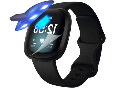 Kit de 4 Protectores de Pantalla Hidrogel para Fitbit by Google Versa 3 Flexshield con Lámpara UV