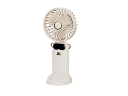 Ventilador portátil Digitallab plegable a 90°, 5 velocidades, pantalla digital y soporte, ultrasilencioso (blanco)