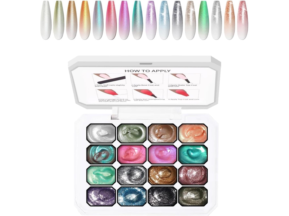Vernis Gel À Tamponner, Paleta 16 Compartimentos De Polimerización Uv/led Sin Nettoyage