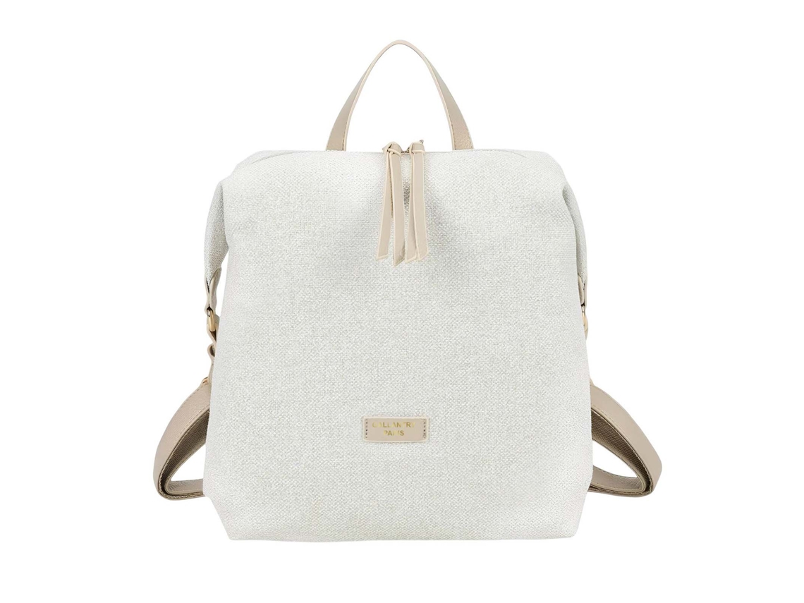 Mochila informal Gallantry con cremallera, confeccionada en tejido texturizado de contraste y con correas ajustables - Beige