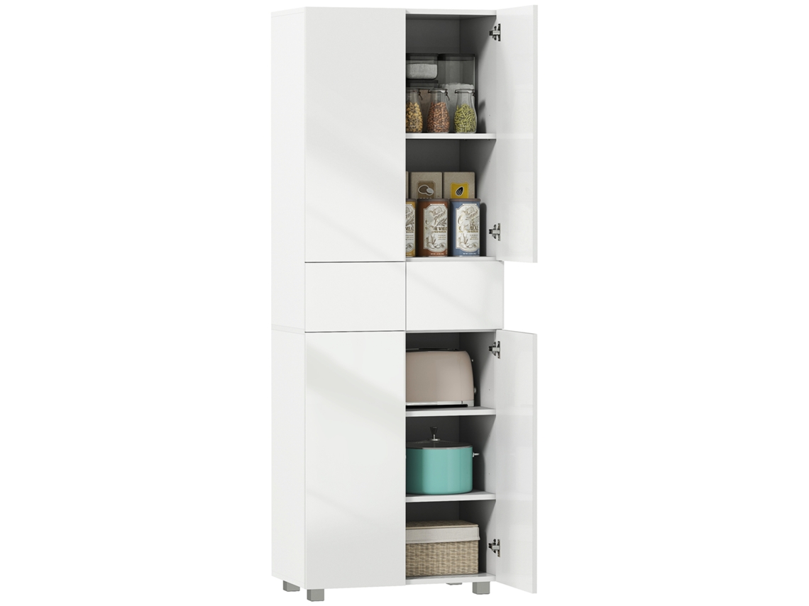 Mueble de cocina con 4 puertas y aparador con estantes ajustables. Medidas: 60 cm de largo x 35 cm de ancho x 170 cm de alto. Lacado en blanco.