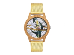 Reloj De Cuarzo Casual Unisex Con Correa De Silicona Dorada