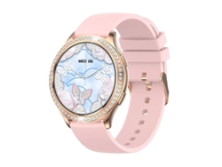 Reloj inteligente Bestvite con llamadas Bluetooth, múltiples modos deportivos y detalles de diamantes rosas.