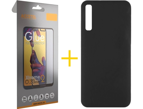 Kit Funda + Protector de Pantalla Samsung Galaxy A30s ACCETEL Full Silicona Líquida (Negro)