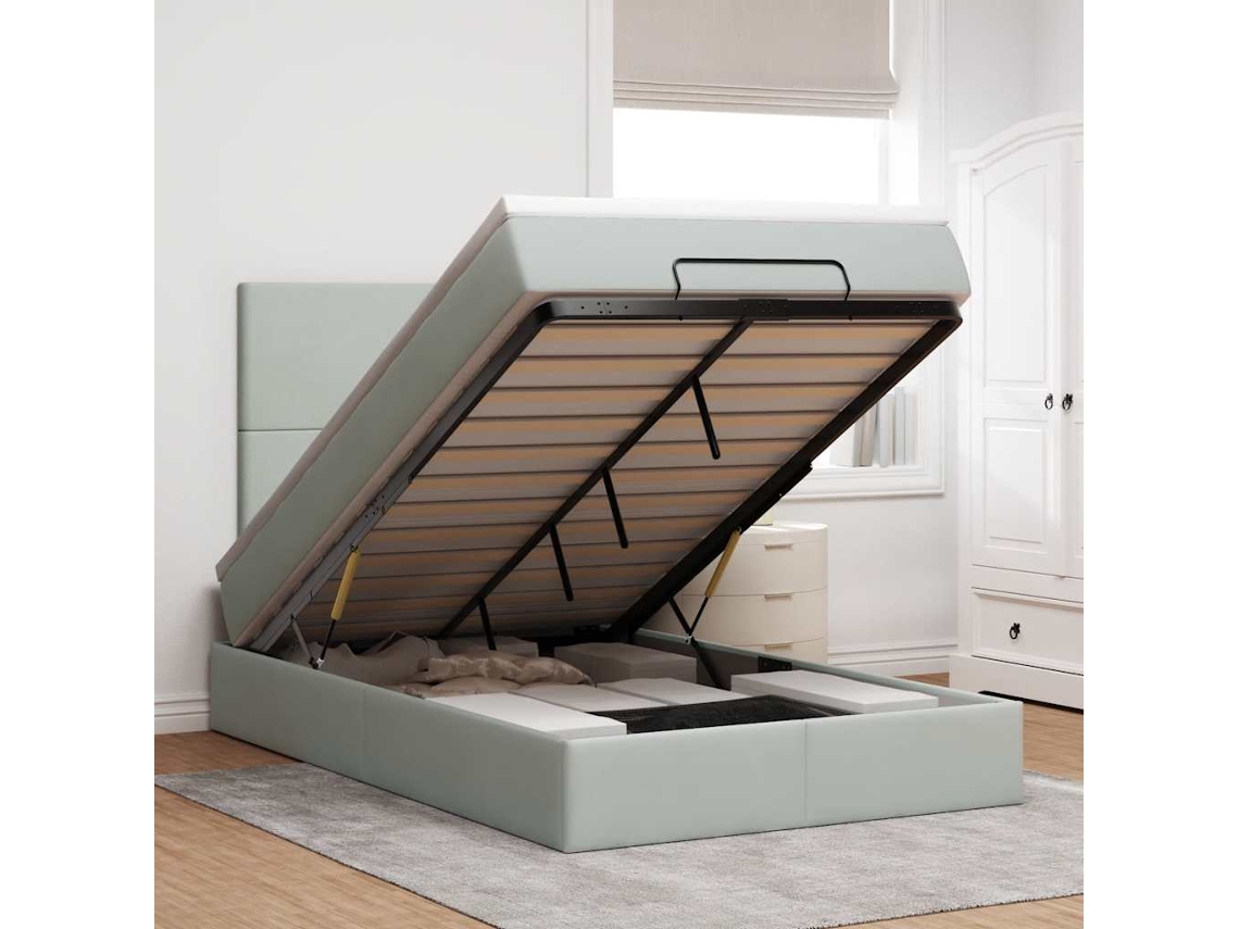 Estructura Cama Otomana Colchones Gris Claro 120x200cm
