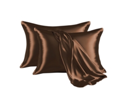 Funda De Almohada De Satén Con Efecto Seda Artificial (marrón, 50 X 91 Cm) Cuich