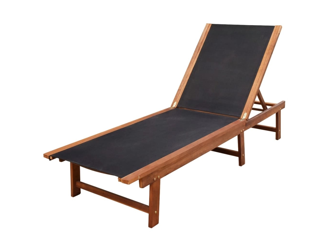 Tumbona HARLANV1 con mesa de dos piezas fabricada en madera maciza de acacia y textilene.
