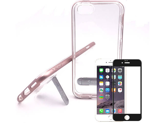 Kit Funda y Protector Cristal iPhone 6, 6s Crystal Rosa