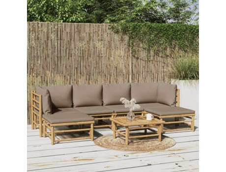 MAISON EXCLUSIVE - Set de muebles de jardín 7 piezas bambú y cojines gris taupe