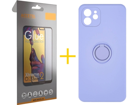 Carcasa + Protector de Pantalla para iPhone 12 Mini ACCETEL Morado Lila