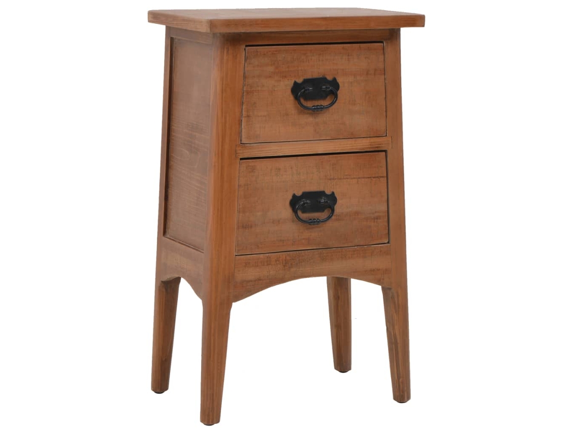 Mesita de Noche Madera de Abeto Maciza 40X29X68 Cm Marrón