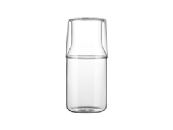Jarra y vaso de vidrio para agua fría, 400 ml, para uso doméstico individual.