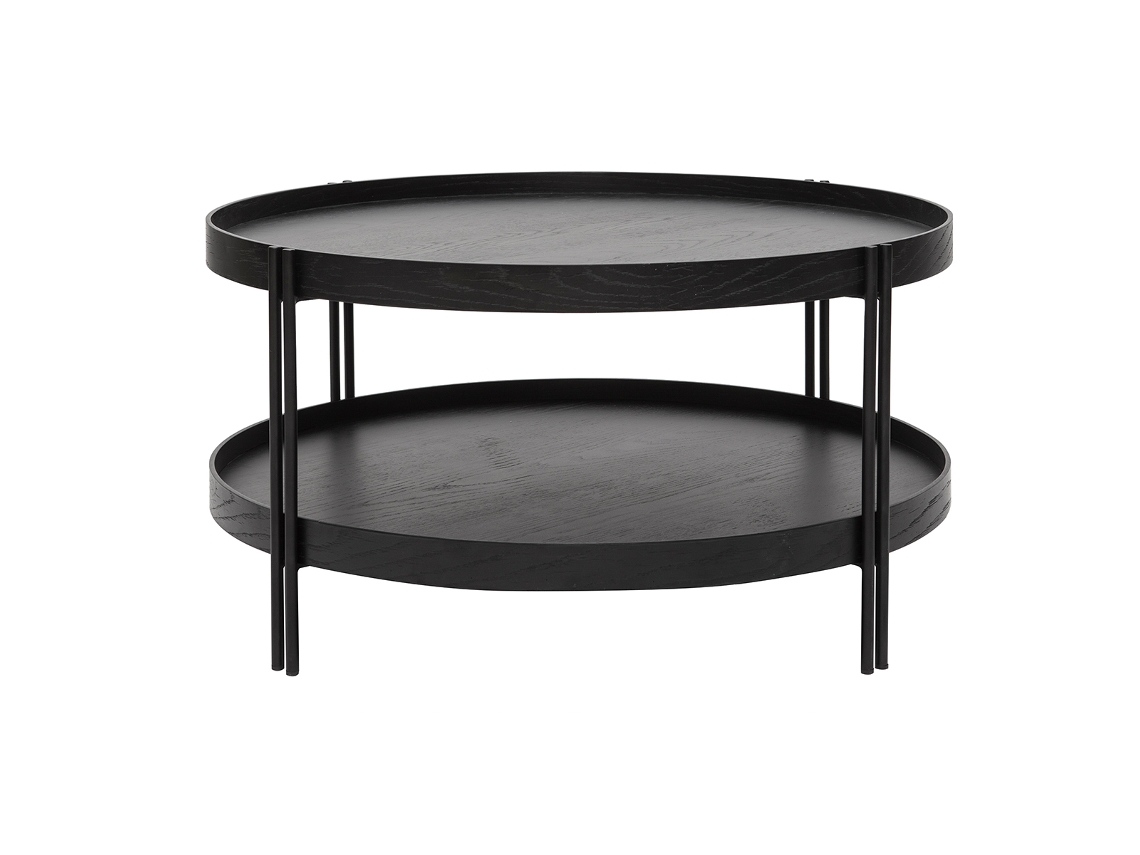 Mesa de Centro Acabado Roble Negro Y Metal D80 Cm Twice MILIBOO