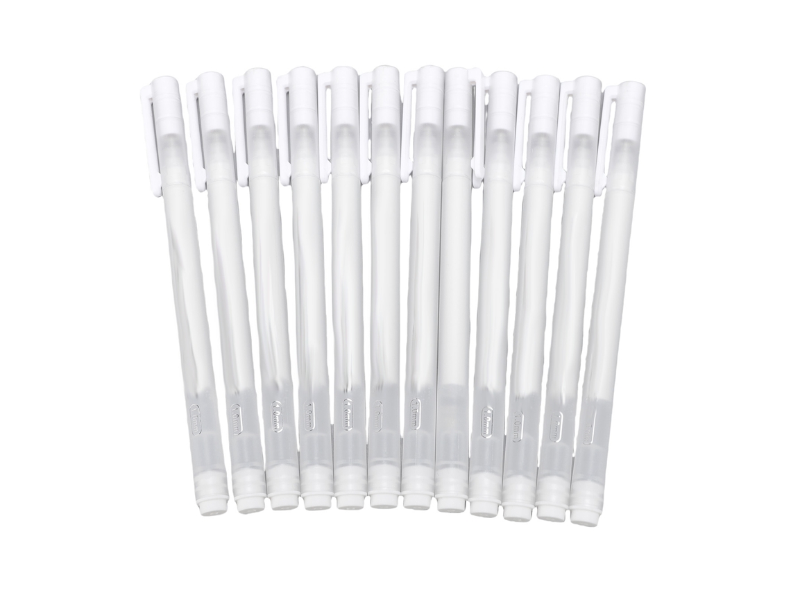 12 Bolígrafos Termoborrables Para Bordado, Costura, Patchwork, Cuero Y Textiles - Blanco
