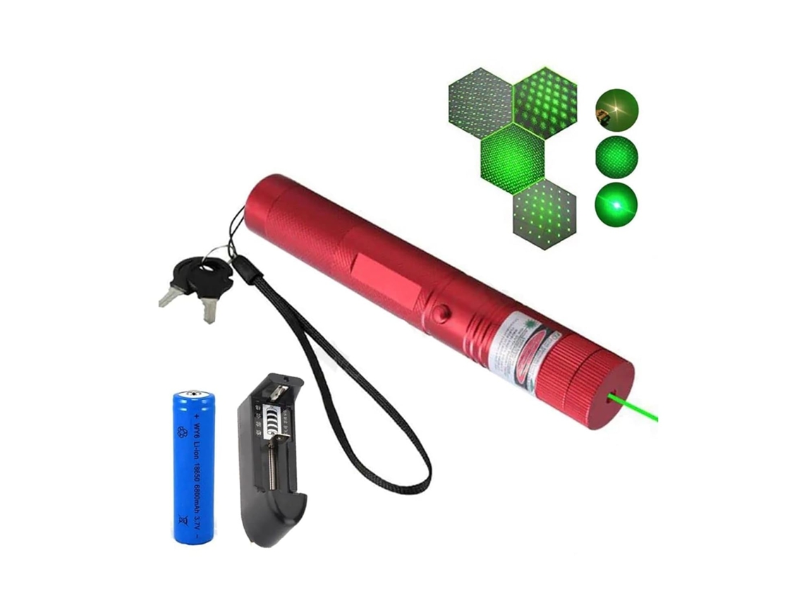 Láser Verde 532nm Incluyendo Cargador Y Batería 18650 (rojo) Cuich