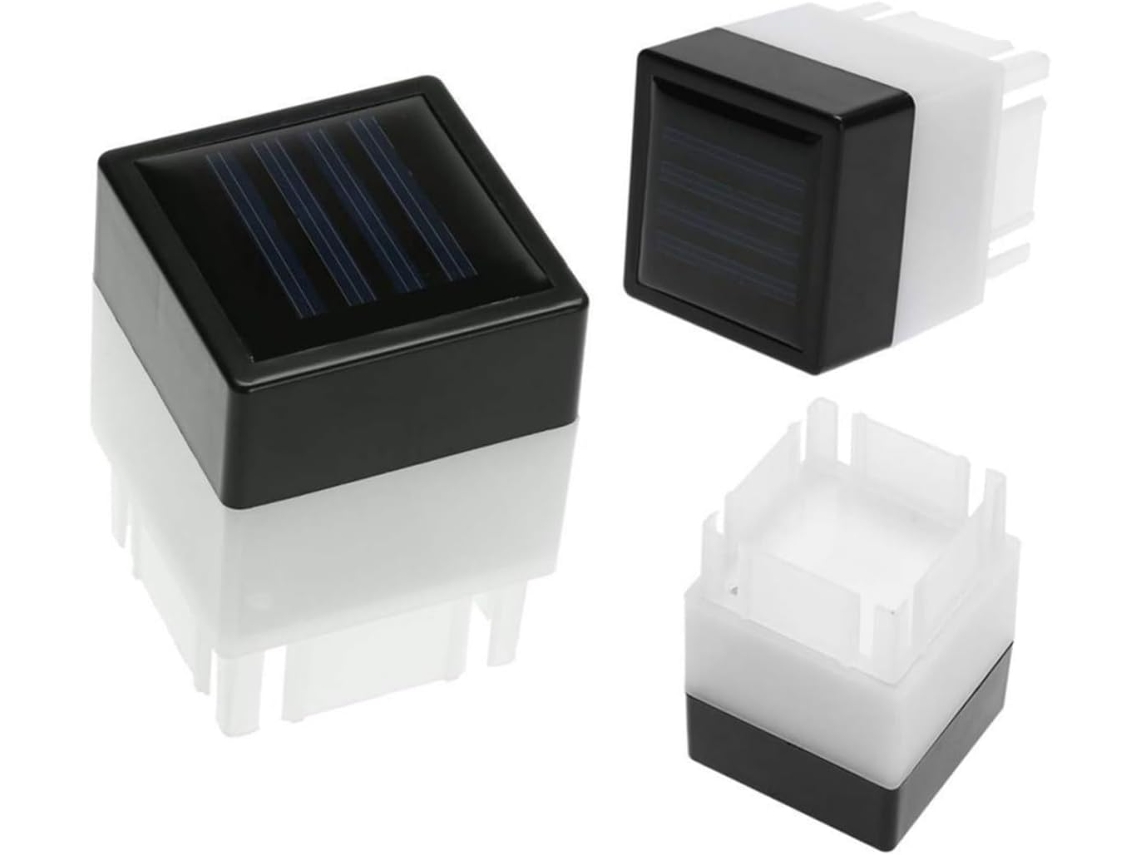 Juego De 2 Luces Solares Led Cuadradas Para Postes, Iluminación Exterior, Luz Blanca Y Amarilla.