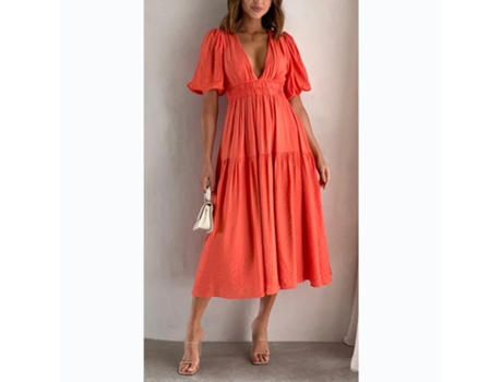 Vestido FYY de manga Farol Con Escote en V Pronunciado (S)