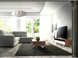 Mueble de TV ANGEL CERDÁ 3046 (Nogal, Acero inoxidable cromado, blanco - 150 x 40 x 40 cm)