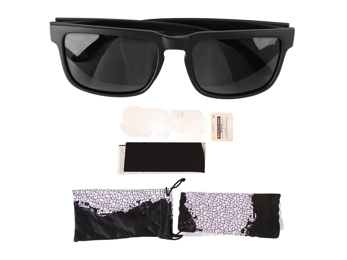Gafas De Sol Clásicas Polarizadas Marco Cuadrado Negro Ligeras Para Hiking Y Montar Al Aire Libre Unisex