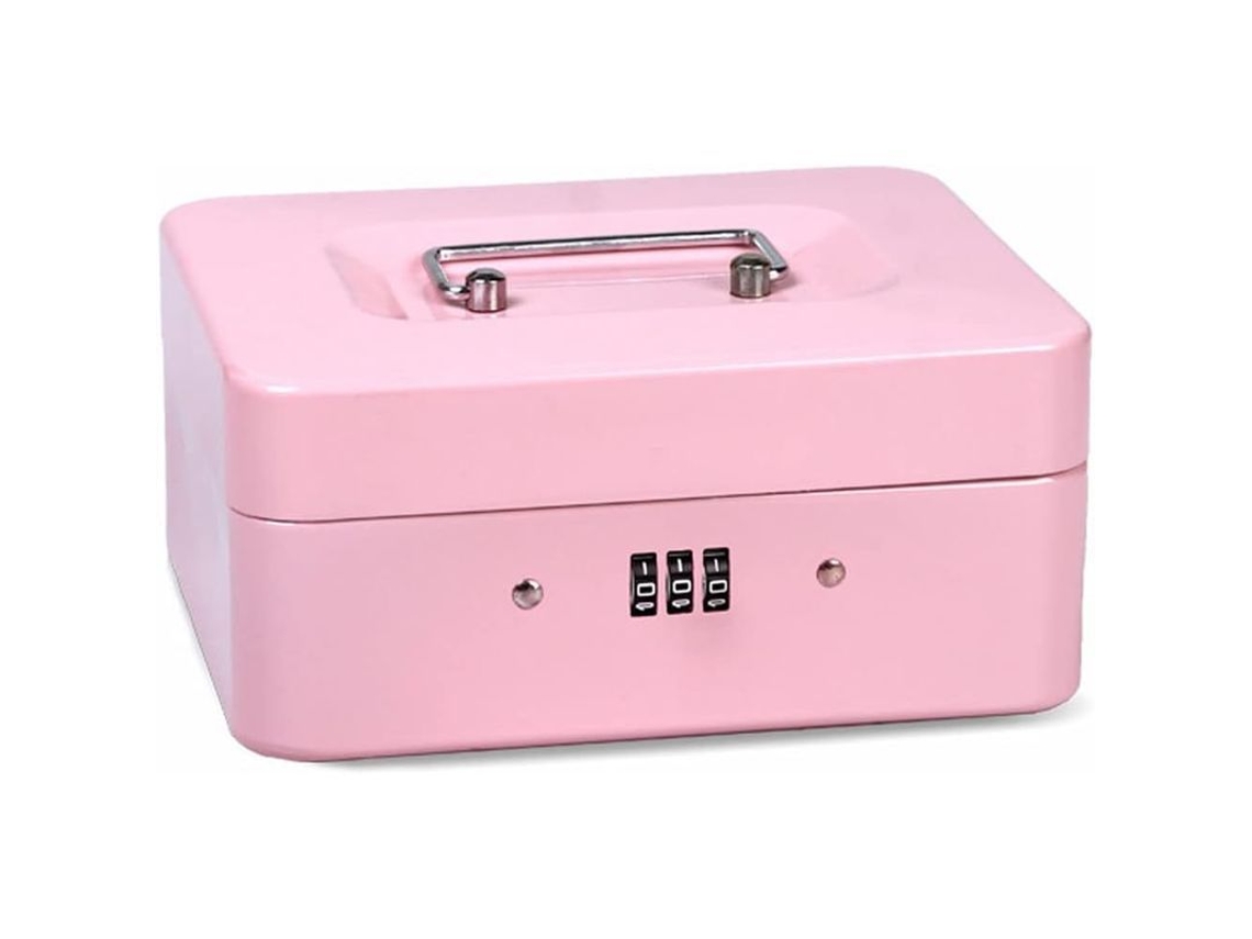 Caja Fuerte Portátil De Acero Con Cerradura, Para Dinero, Monedas Y Objetos Pequeños (rosa)