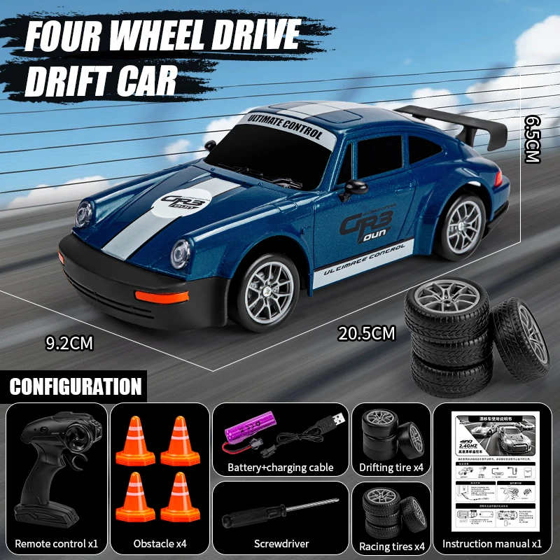 (azul) Edición Limitada Control Remoto Drift 1:24 Drift Car, Coche De Control Remoto De Alta Velocidad