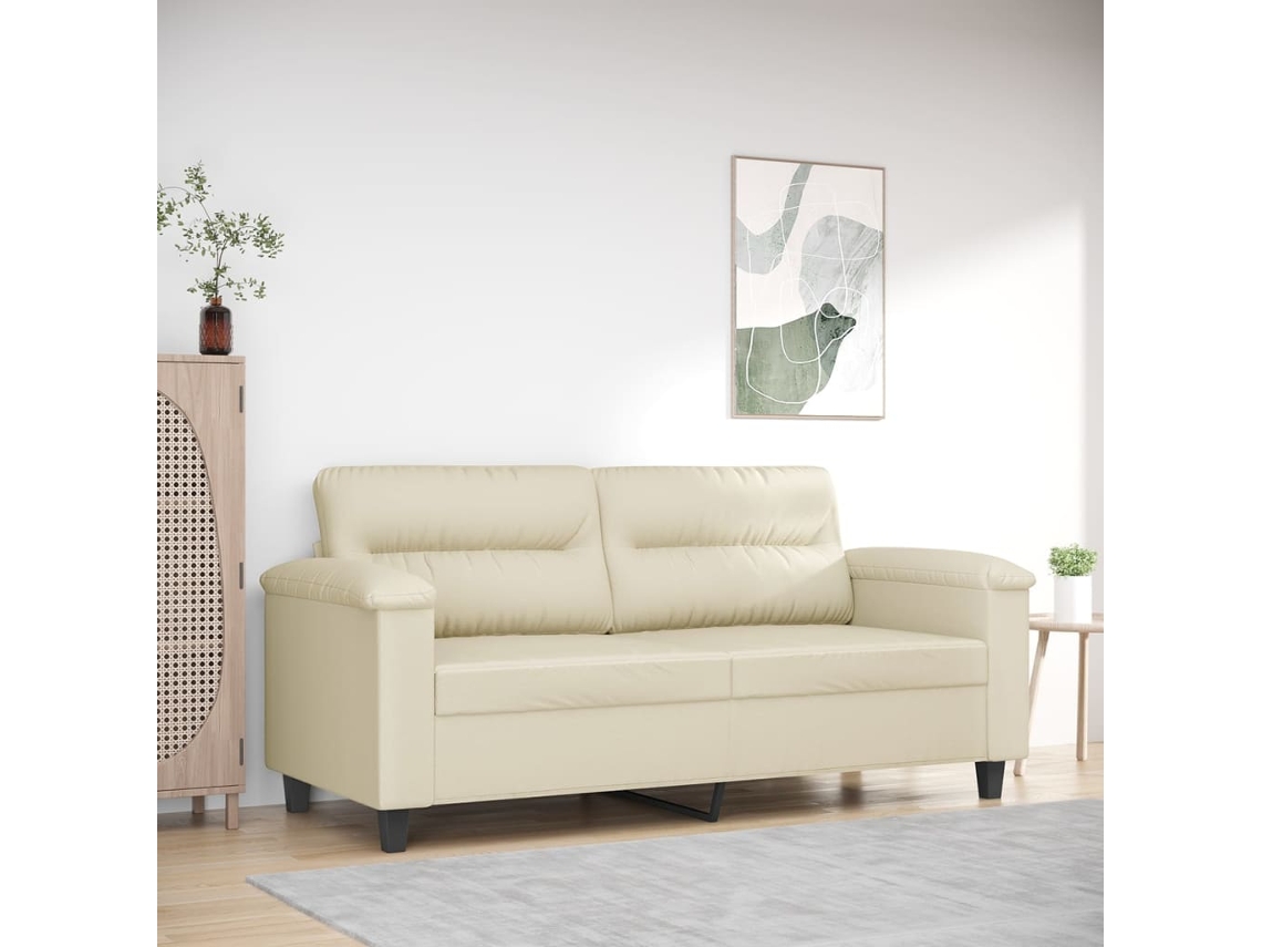 Sofá De 2 Plazas | Sofá De Salón | Sofá De Descanso De Cuero Sintético Color Crema 140 Cm