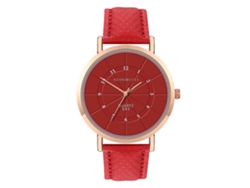 Reloj De Pulsera Unisex Con Correa De Piel Sintética, Estilo Moderno, Cuarzo, Rojo.