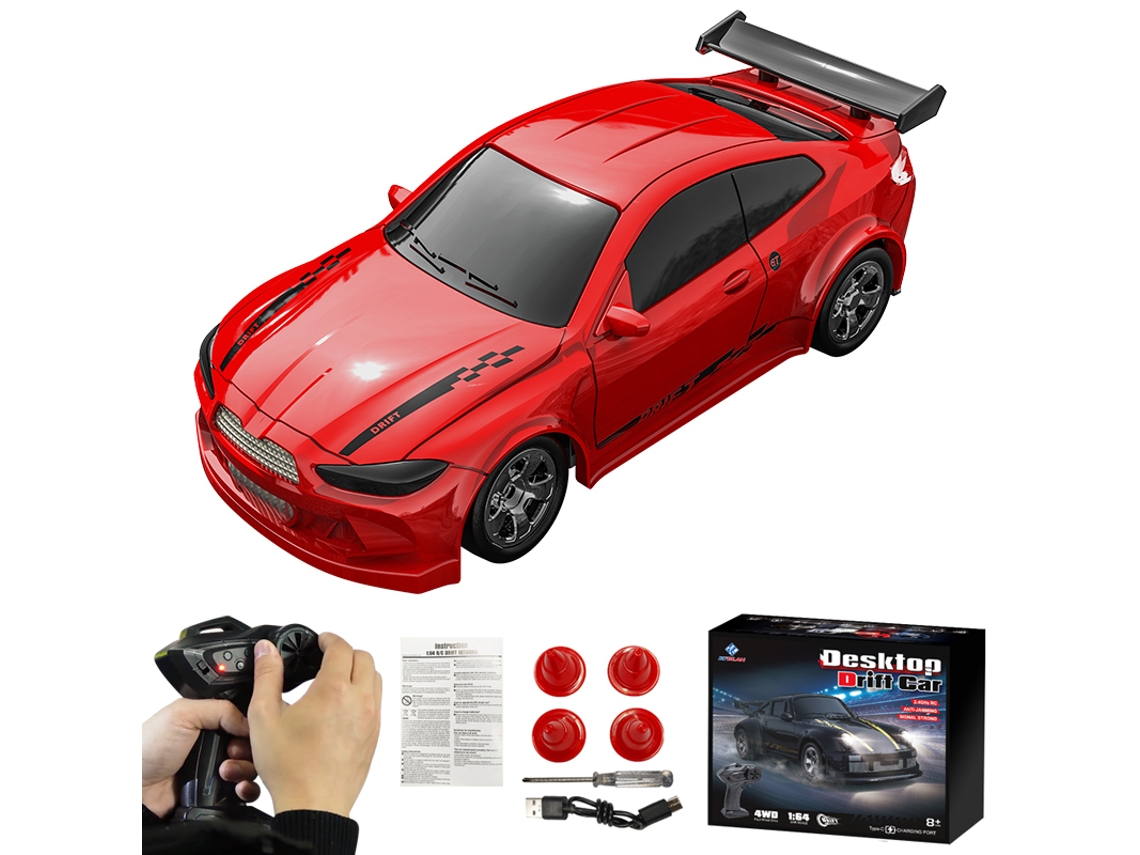Coche RC 1/64 2.4G 4WD de alta velocidad, modelo GTR todoterreno con luces LED rojas